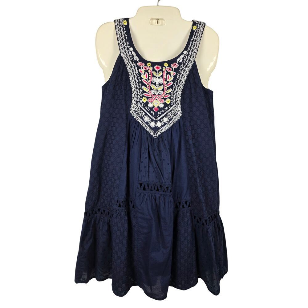 Anthropologie Maeve Embroidered Floral Halter Dress Pockets 00P Boho Wedding
